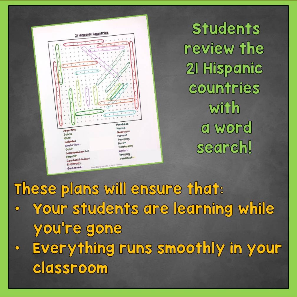 SPANISH SUB PLANS Spanish 1 2 3 Sub Plans Emergency Sub Plans Substitute Plans
