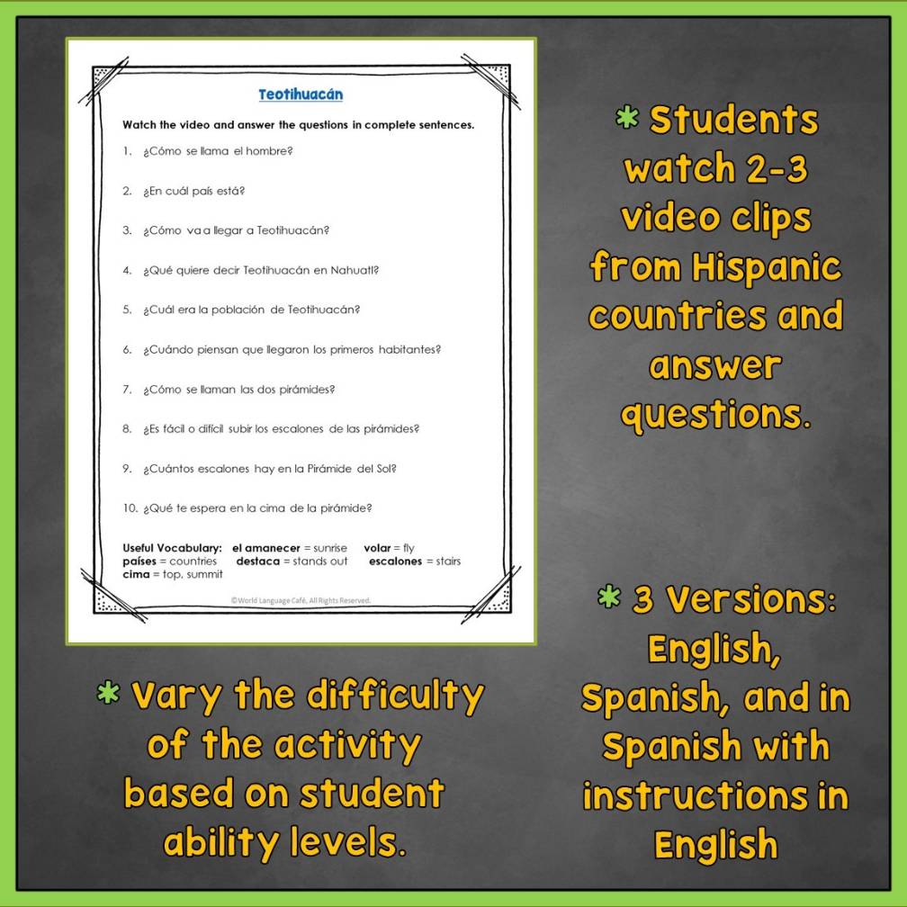 SPANISH SUB PLANS Spanish 1 2 3 Sub Plans Emergency Sub Plans Substitute Plans