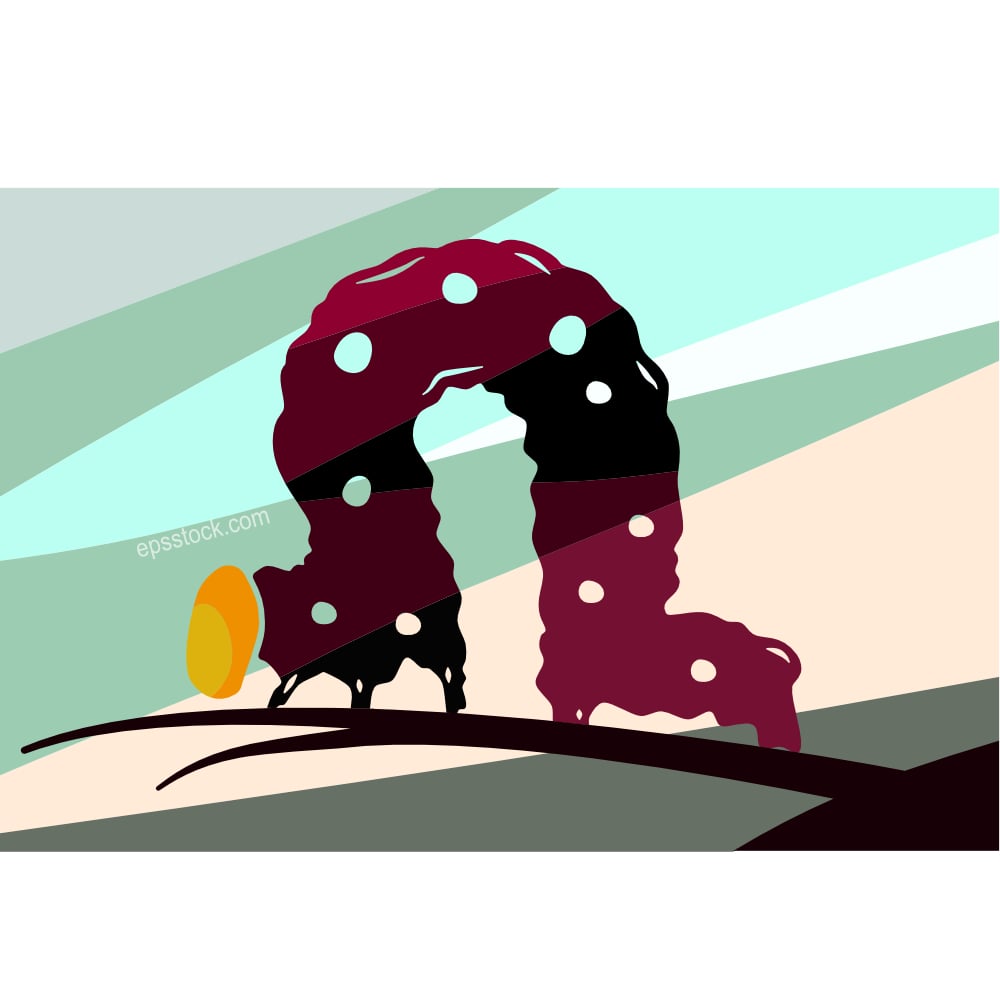 inchworm emblem, flat color illustration