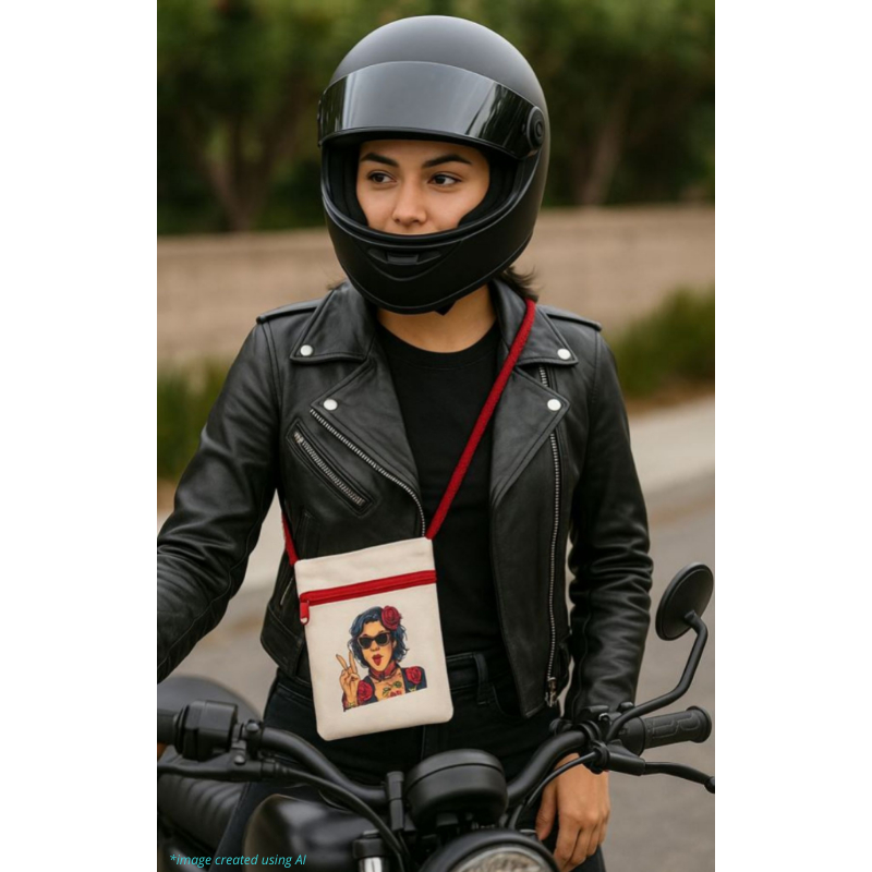Wild Lilac Moto Zip & Grip - lanyard style compact pouch for carrying your essentials, great for riding and everyday adventures too. Cross body style