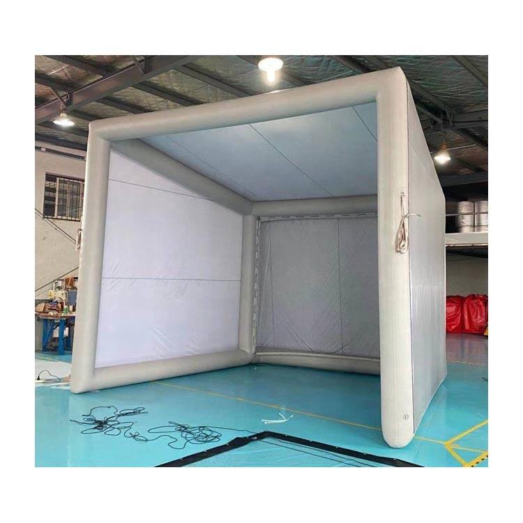 Golf simulator enclosure inflating in under 10 minutes with included air pump