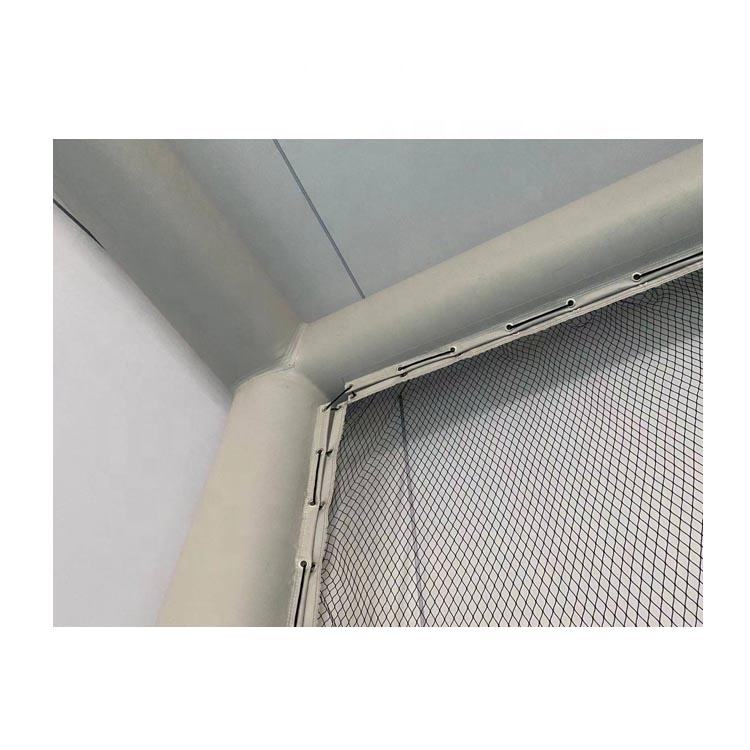 Portable golf simulator enclosure used outdoors in a backyard setting