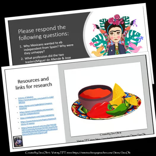 Mexican Independence Day Timeline and Research Activity Spanish Class