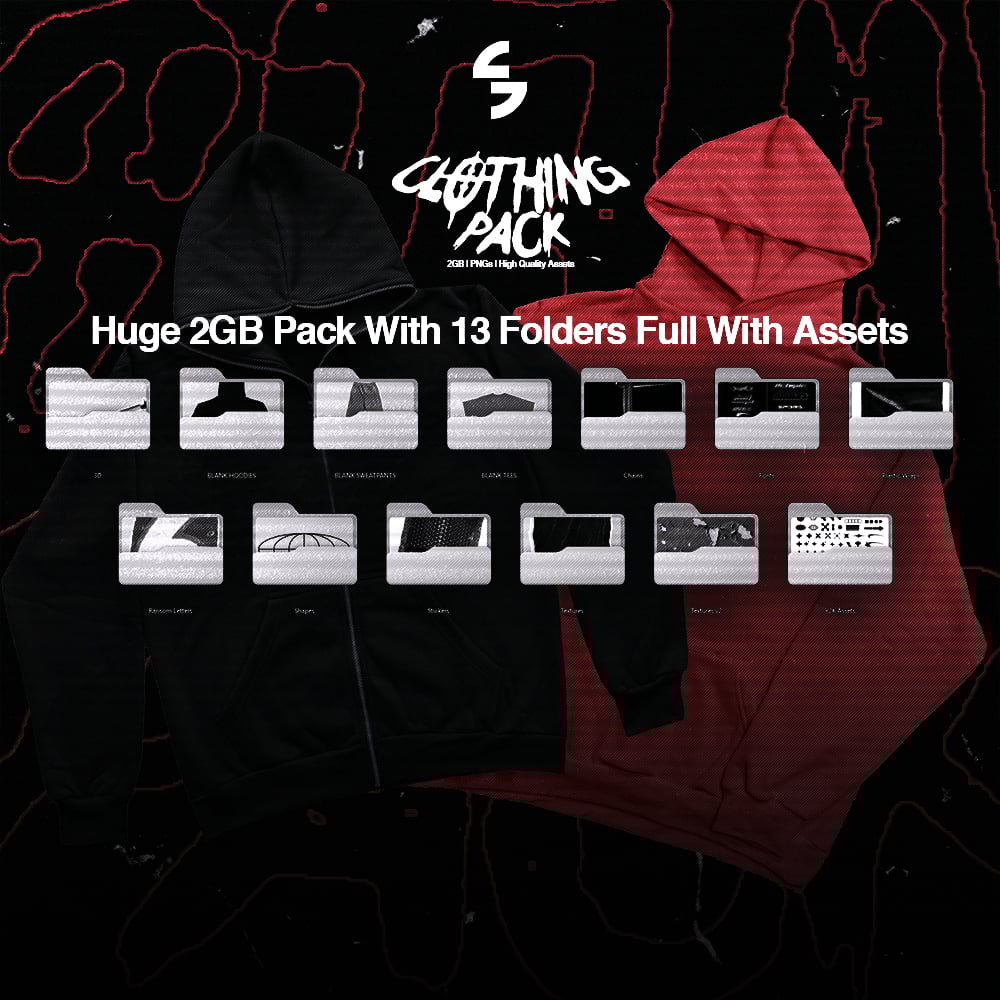 Close-up of hoodie mock-up graphic from the pack showing texture and design detail