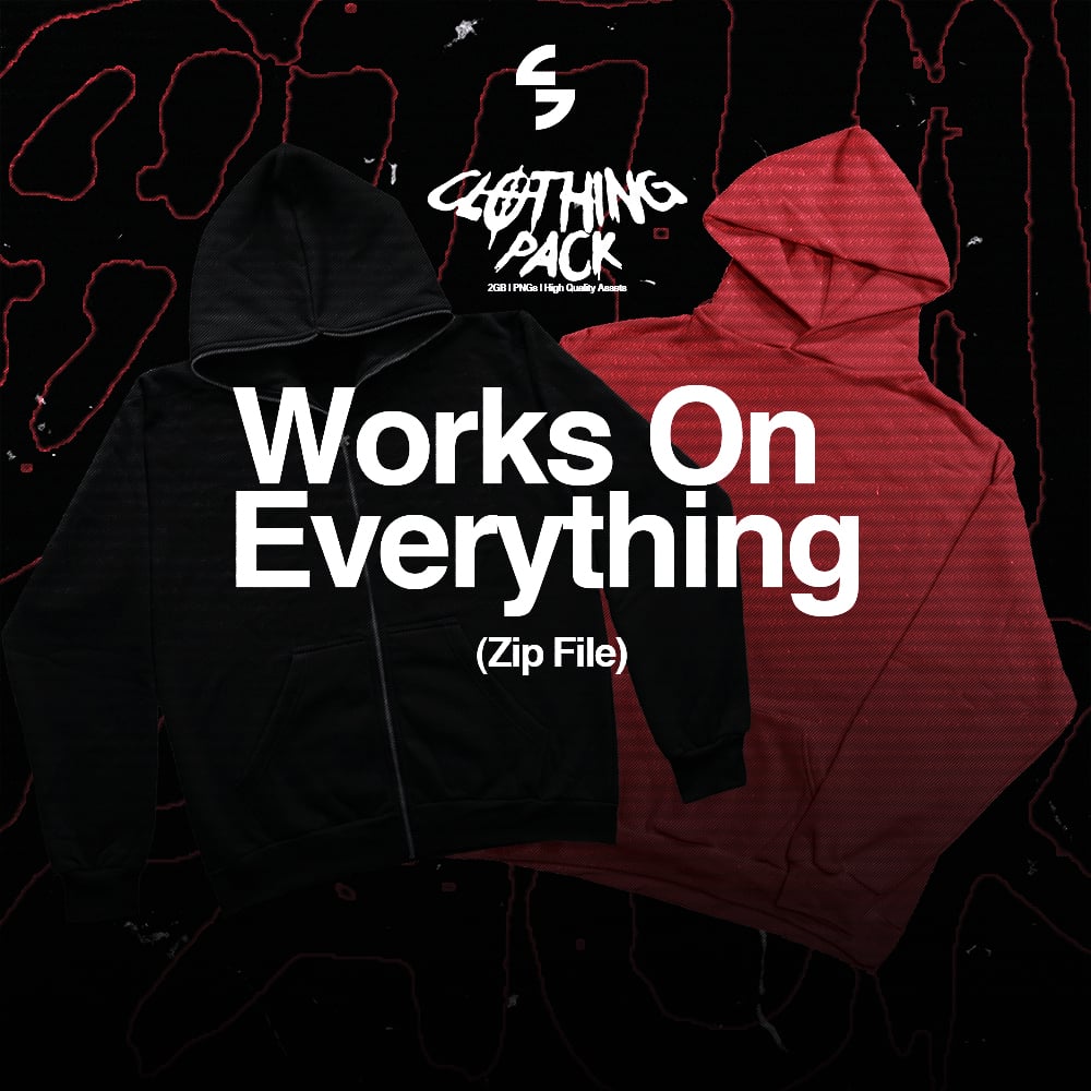 Mock-up showing application of typography and logo designs from the pack on a streetwear brand visual