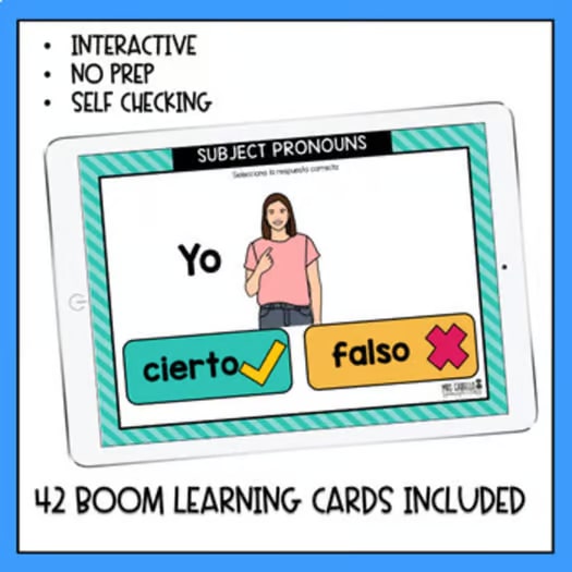 Subject Pronouns in Spanish - Boom Cards Set 1 - Distance Learning