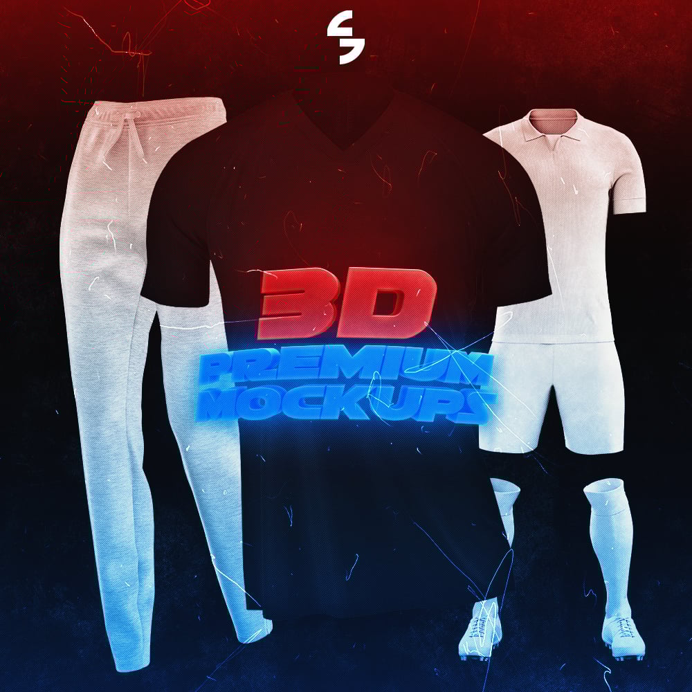 Mock-up showing multiple apparel items arranged in a digital fashion catalog layout