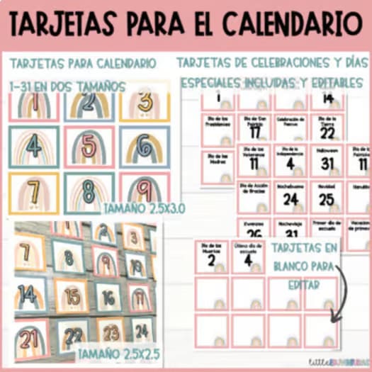 Boho Classroom Calendar in Spanish | Boho Calendario en Español