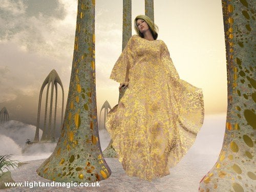 A spirit in a golden dress