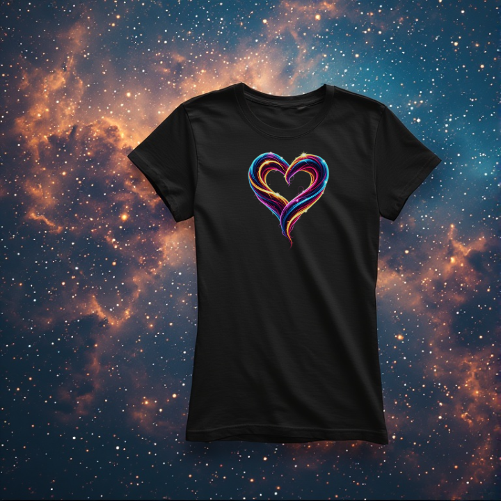 Printable Cosmic heart  t-shirt swirl graphic