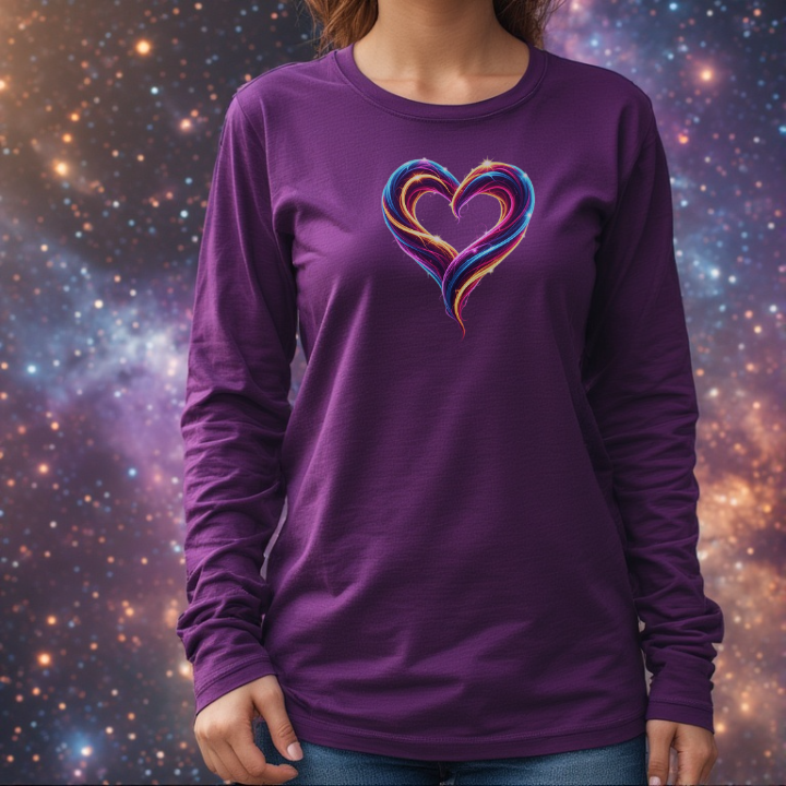 Printable cosmic heart swirl graphic