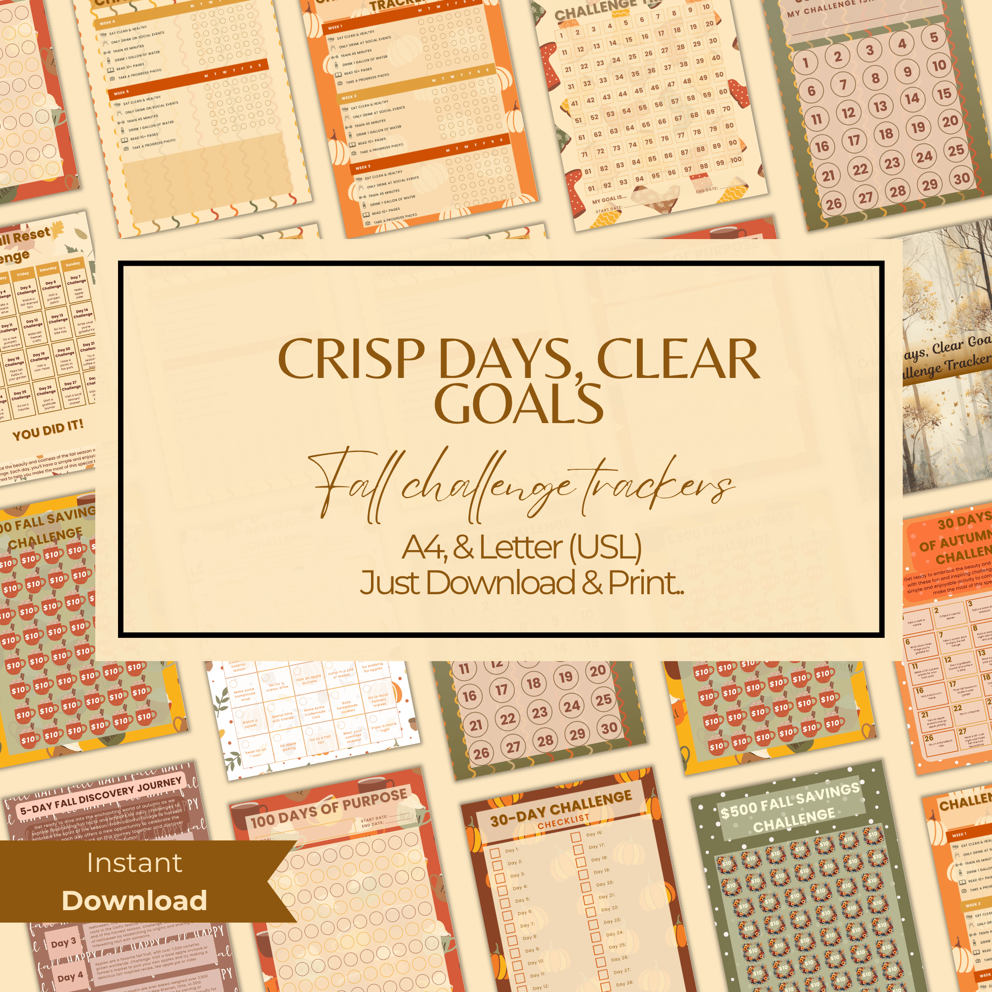 🍁 Fall Challenge & Tracker Bundle - 13 Cozy Printables to Make Autumn ...