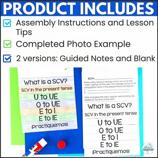 Spanish Stem Changing Verbs Flip Book Notes and Practice