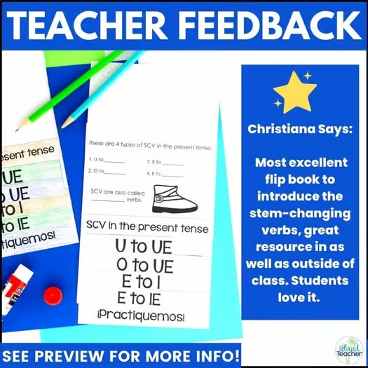 Spanish Stem Changing Verbs Flip Book Notes and Practice