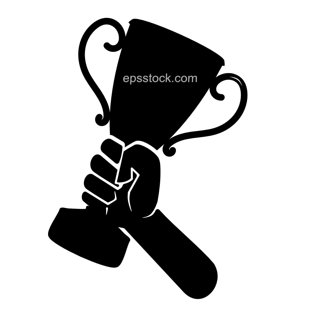 Trophy cup prize in hand