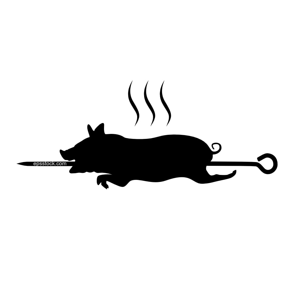 pig roasting on a spit