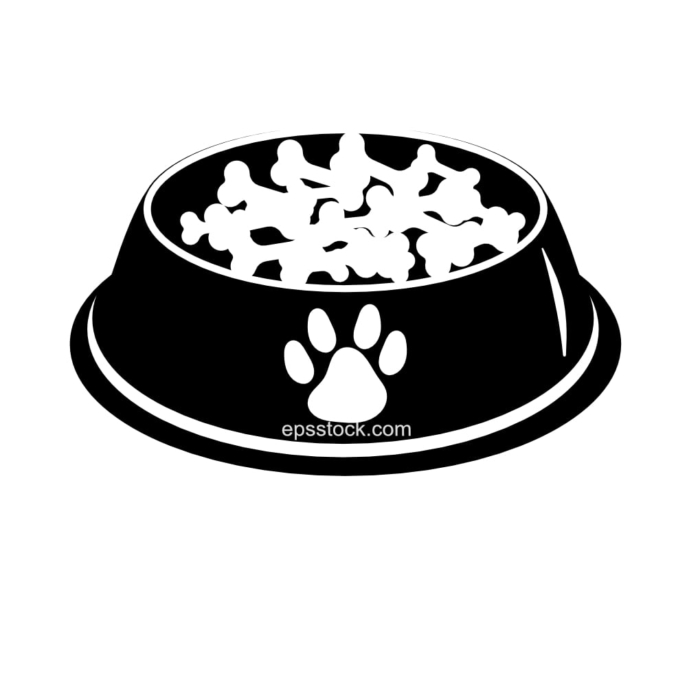 Dog food in a bowl bone shape