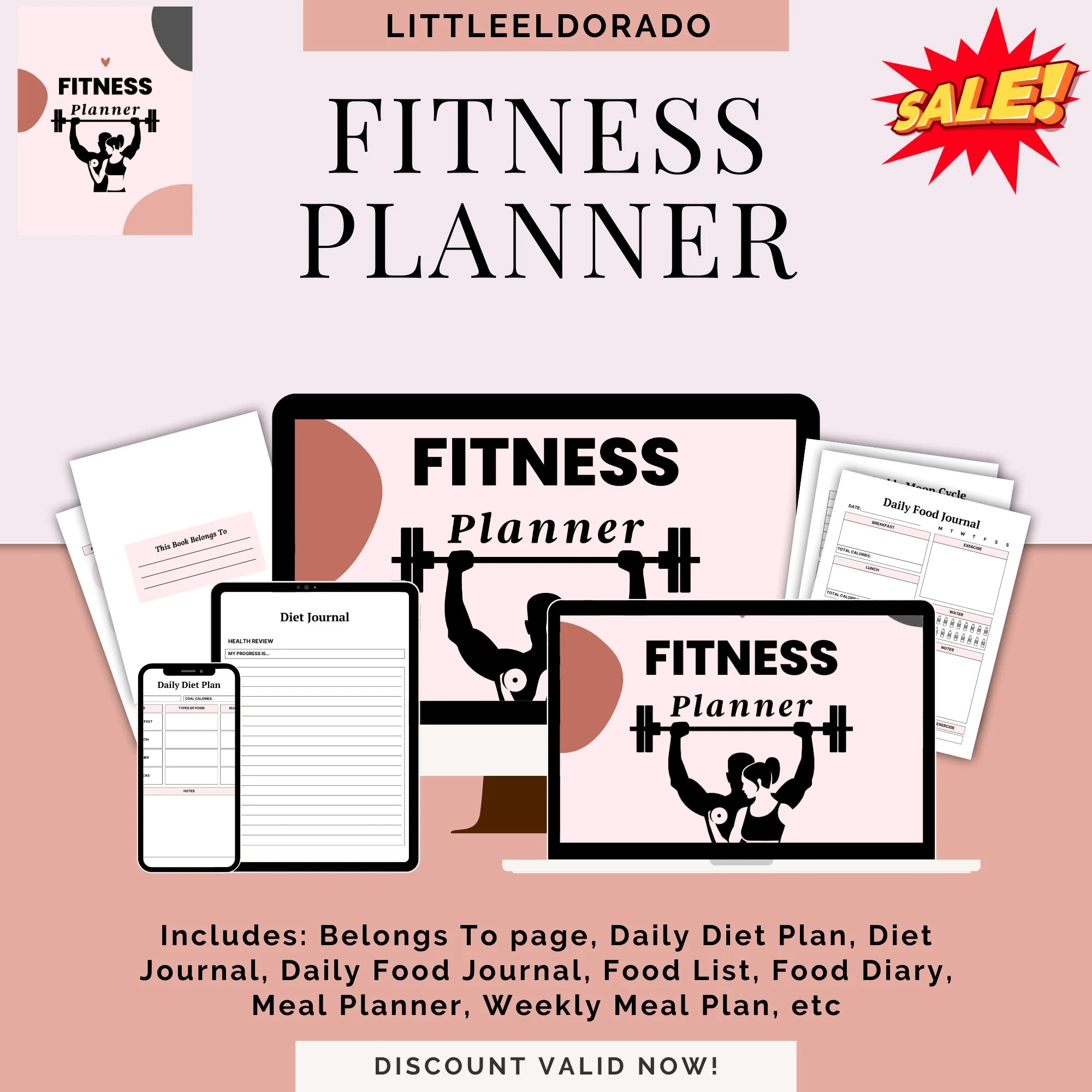 Fitness planner Digital Fitness Planner Workout Log For Wellness ...