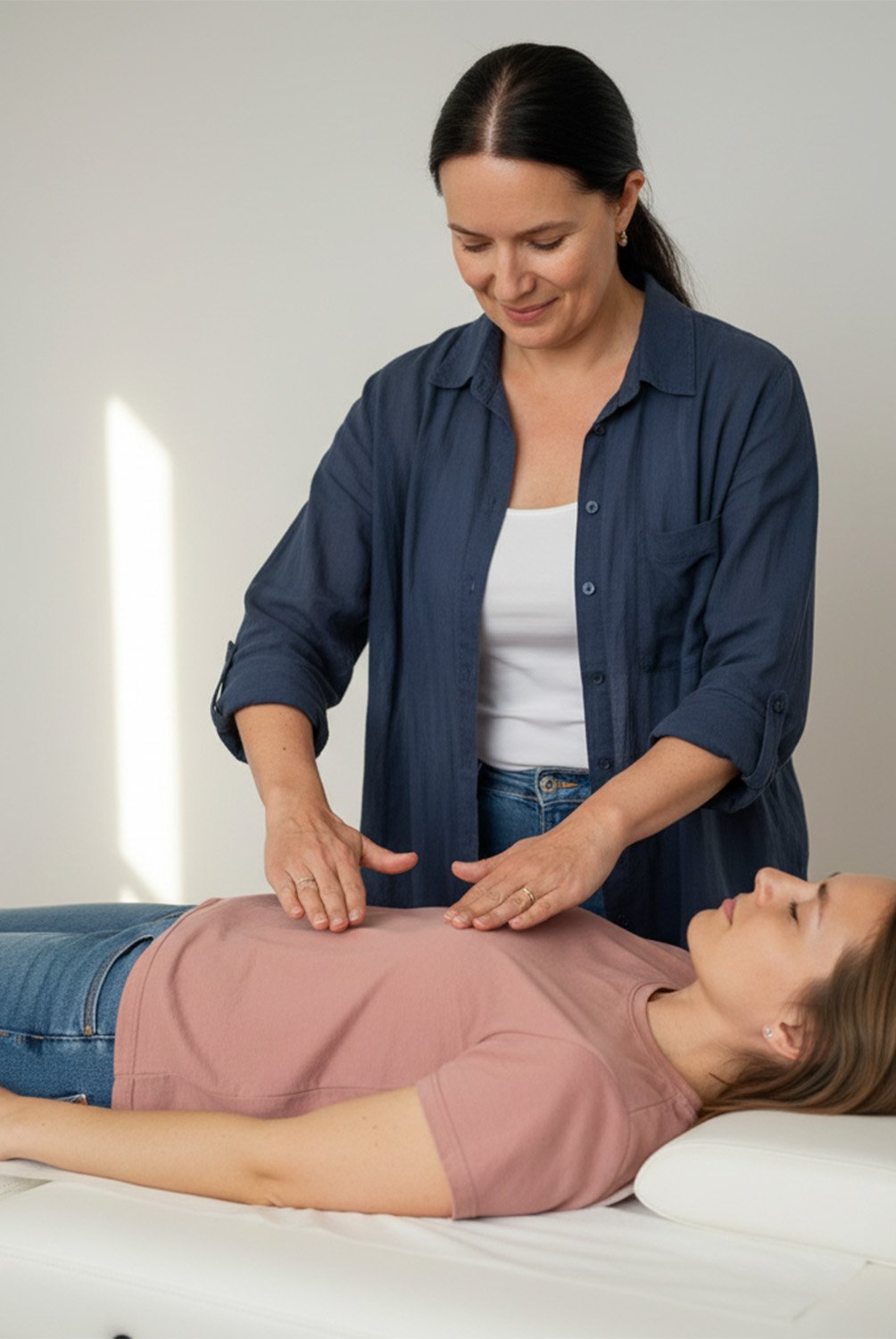 mette performing reiki heling on a client