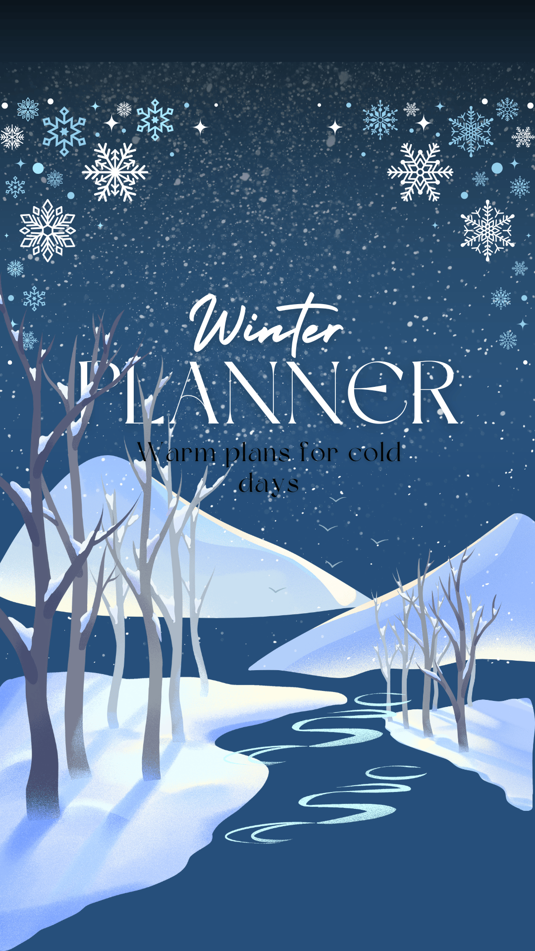 Winter Monthly Planner with snowman and cozy winter design – printable PDF