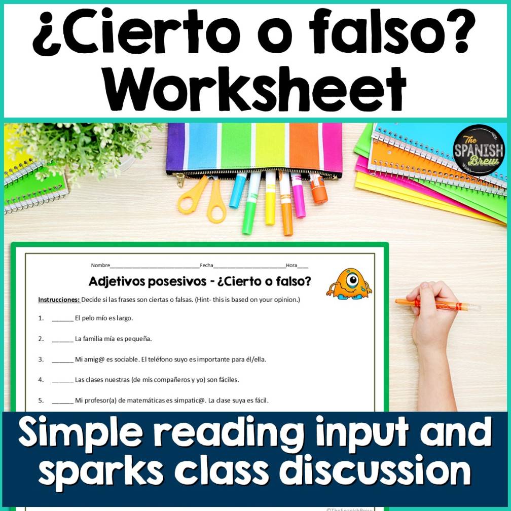 Spanish possessive adjectives worksheets using a Natural approach - Zero Prep