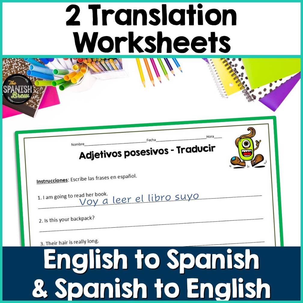 Spanish possessive adjectives worksheets using a Natural approach - Zero Prep