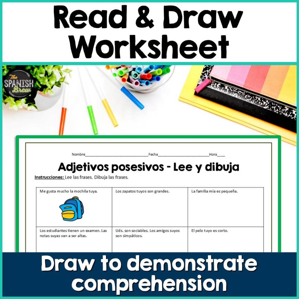 Spanish possessive adjectives worksheets using a Natural approach - Zero Prep
