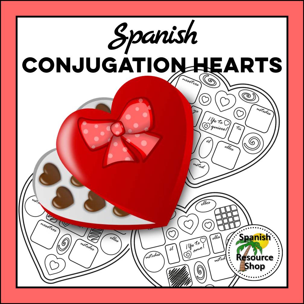 Spanish Valentine's Day Conjugation Hearts_Editable for Any Tense