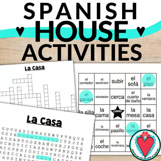 Spanish House Furniture Vocabulary Activities Worksheet Bingo Game LaCasa BUNDLE