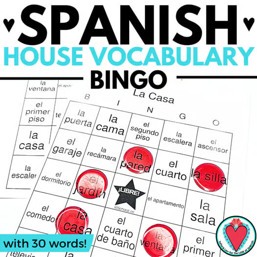 Spanish House Furniture Vocabulary Activities Worksheet Bingo Game LaCasa BUNDLE