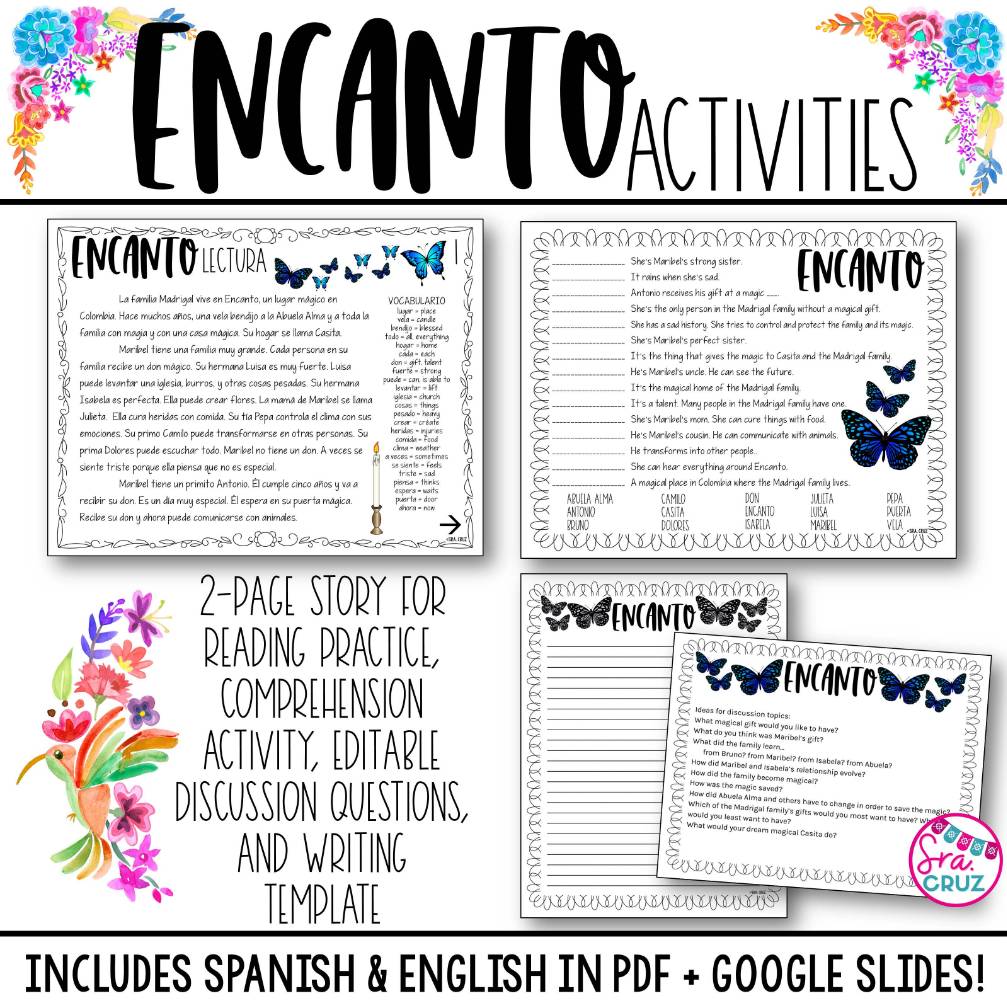 Encanto Movie Guide Movie Questions and Activities for Spanish Class + Digital
