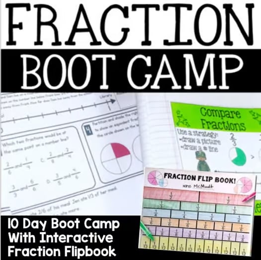 Fraction Flip Book & Boot Camp | Comparing & Equivalent Fractions | Grades 3-5