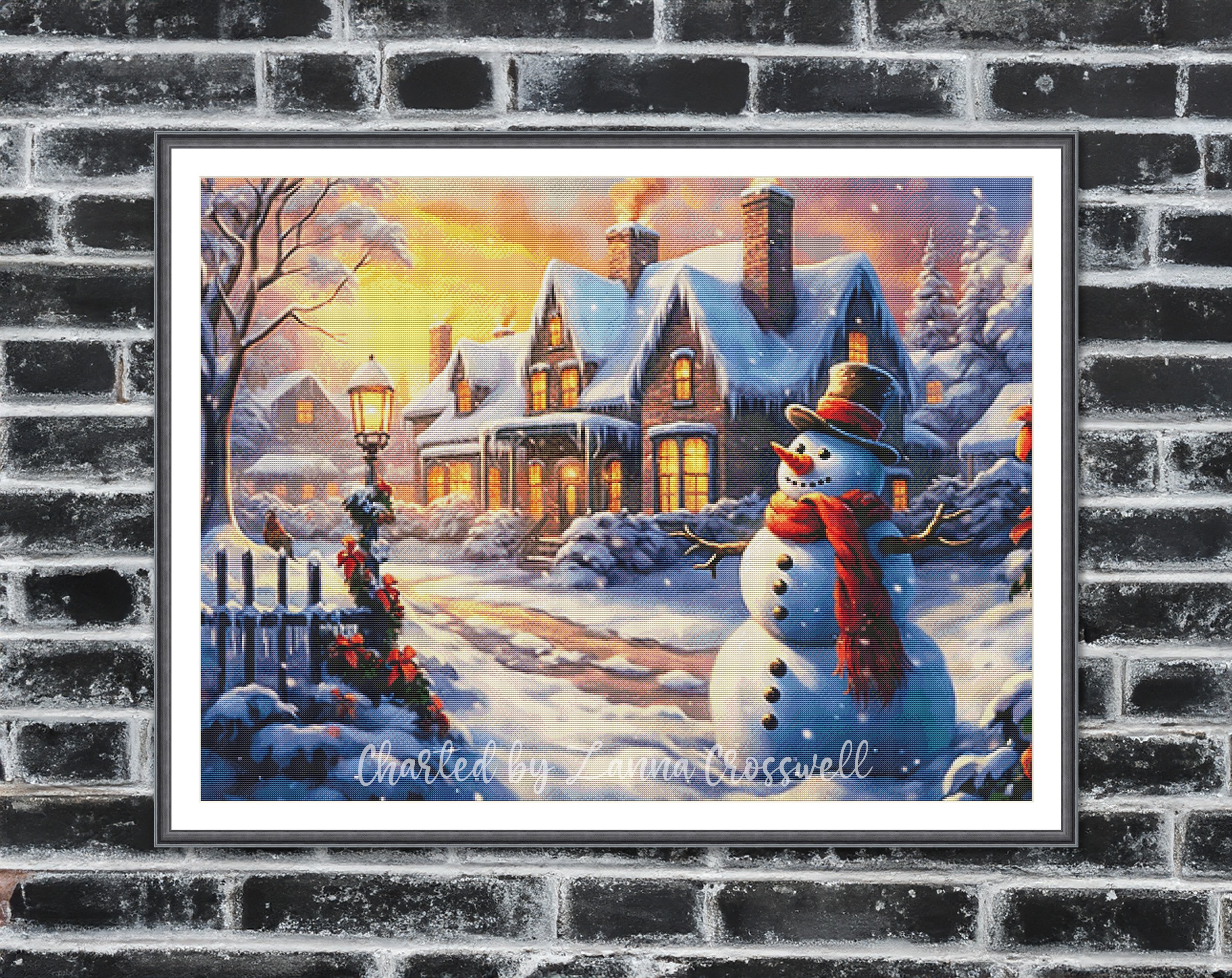 Frosty Evening Cheer - Christmas Full Coverage Cross Stitch Pattern For ...