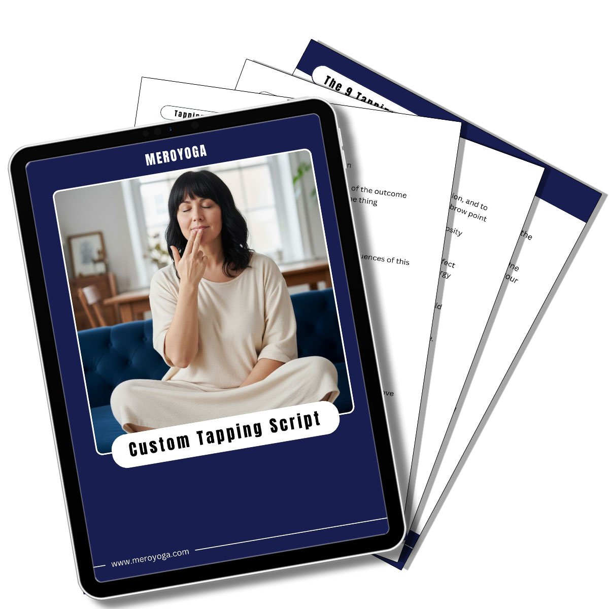 the personalized tapping script on laptop and in print