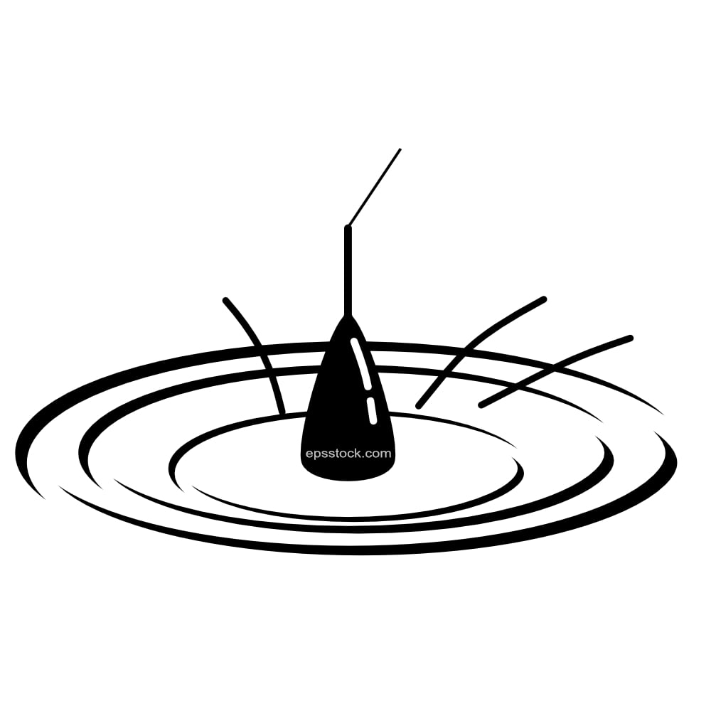 Waves on water from fishing float