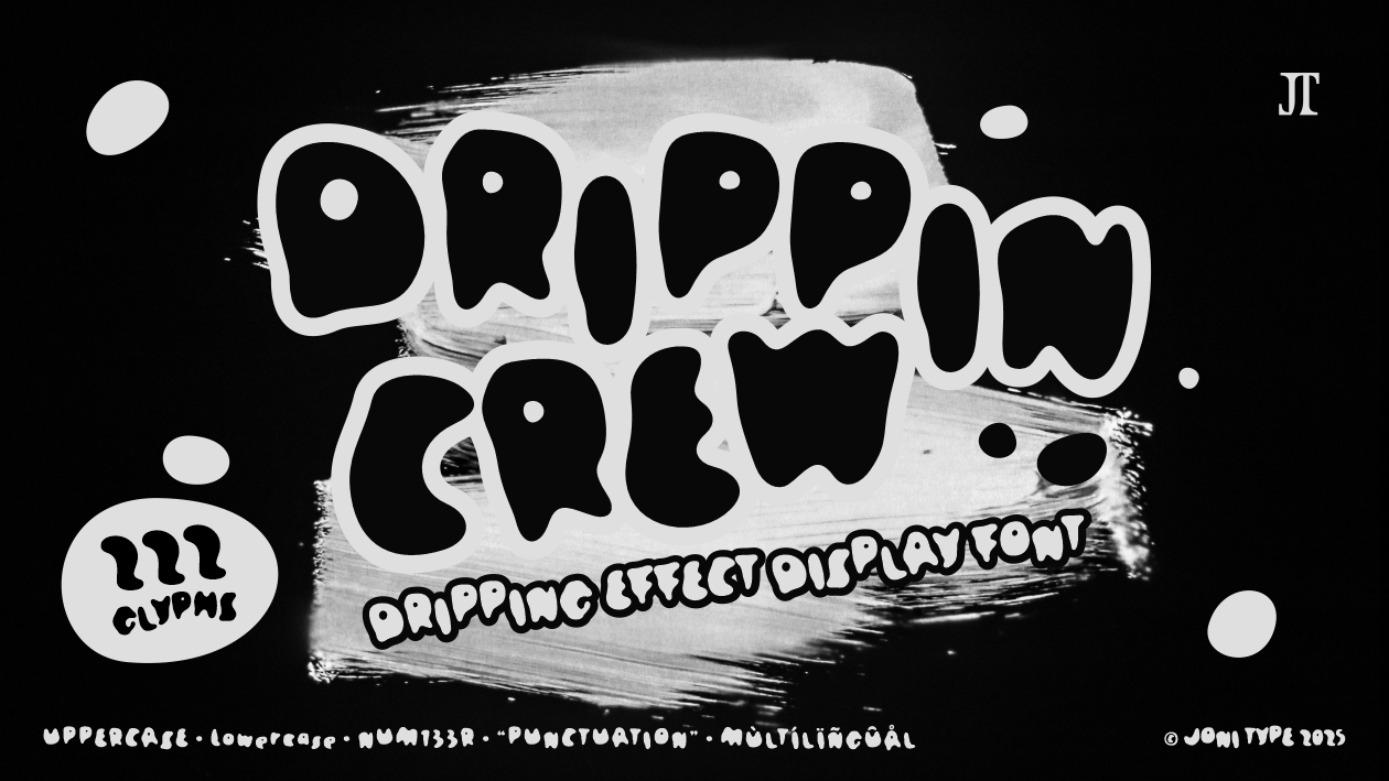 Black and white Drippin Crew with 222 Glyphs