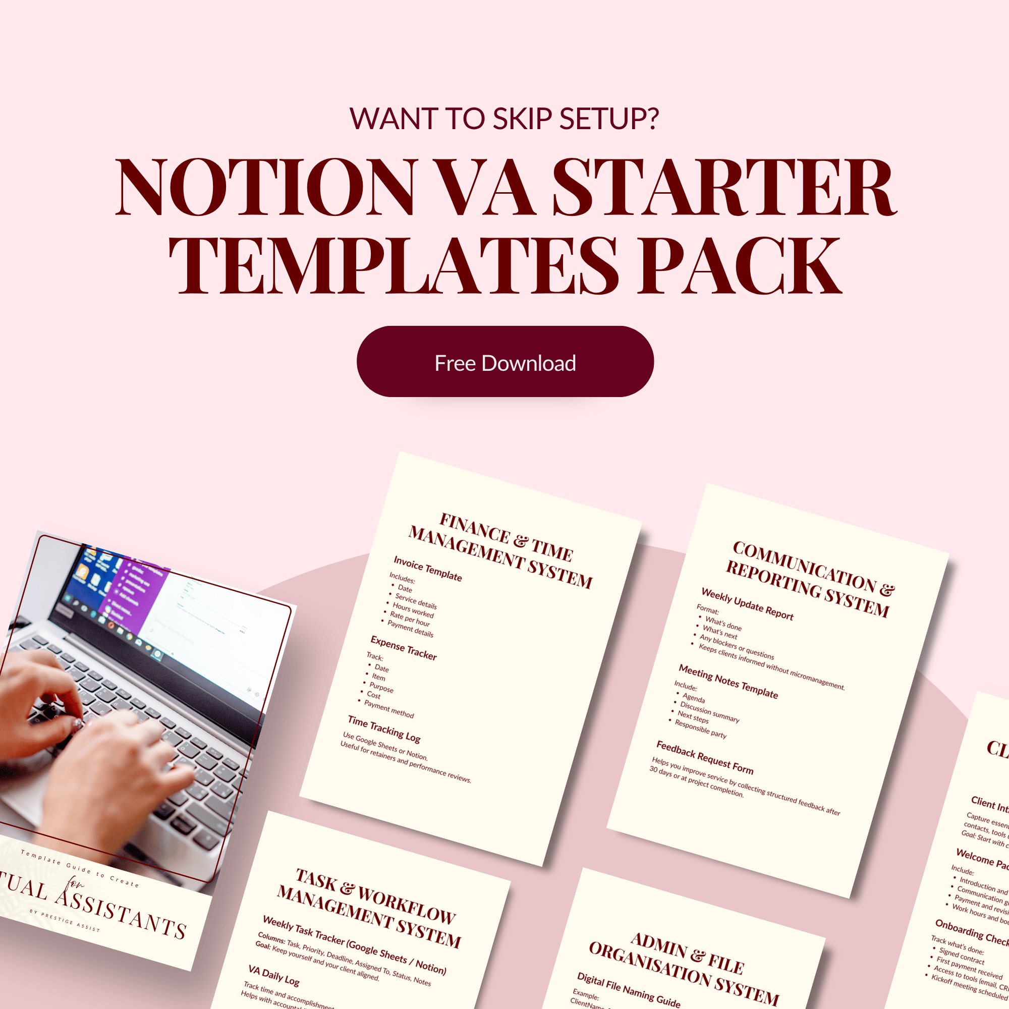 Virtual Assistant Worksheet Virtual Assistant Starter Templates Guide for New Virtual Assistants ...