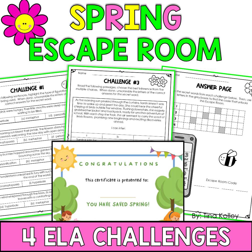 Spring Escape Room -Before Spring Break Activities - After Spring Break Activity