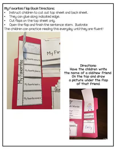 ESL Back to School Activities Lapbook My First English Words