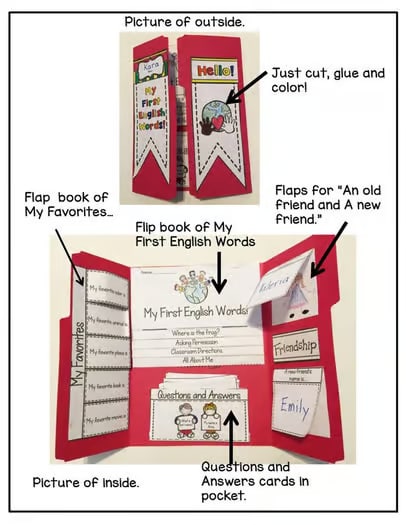 ESL Back to School Activities Lapbook My First English Words