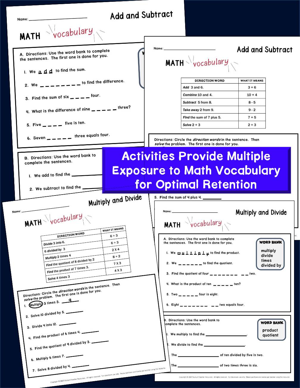 ESL Newcomers Worksheets & Activities Intro to Math Vocabulary