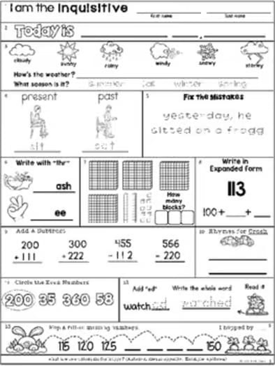 April Morning Work Second Grade Math and ELA Digital and PDF