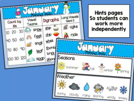January First Grade Morning Work Math and ELA digital and PDF