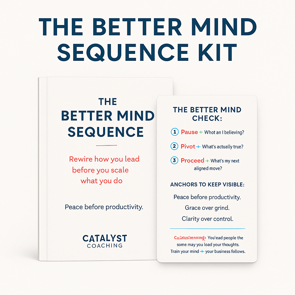 Mindset mastery workbook for entrepreneurs — The Better Mind Sequence by Catalyst Coaching, guiding business owners through awareness, alignment, and activation to improve performance and clarity.