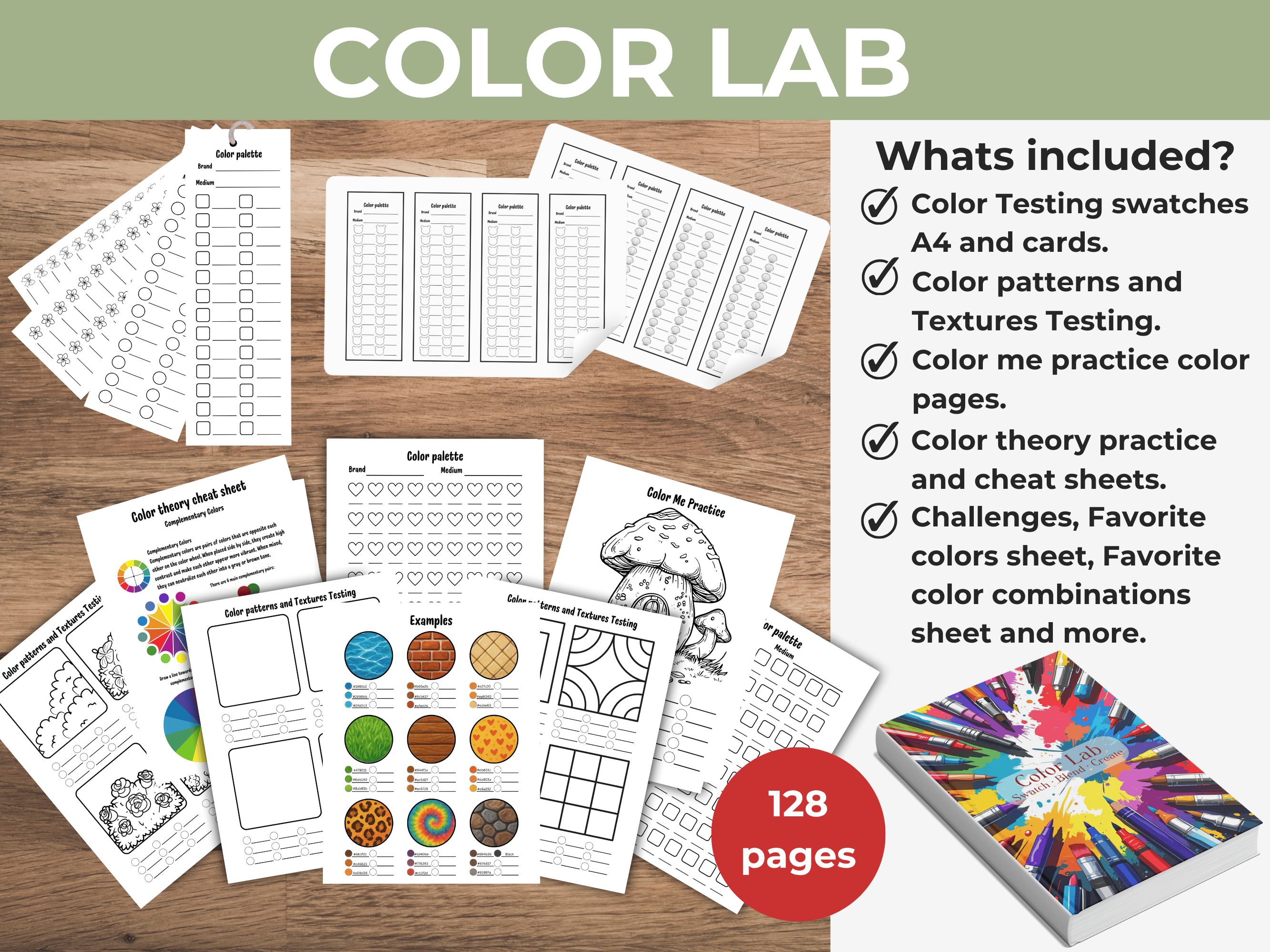 Color Swatch Book Printable | Coloring Essentials Palette Chart ...