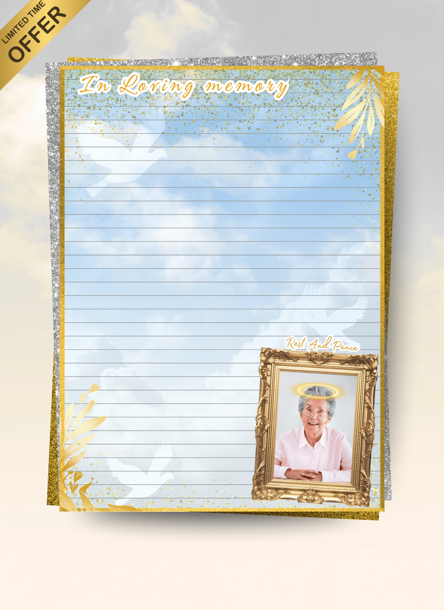 In Memory Note Paper MEMORIAL STATIONARY NOTEBOOK TEMPLATE - Payhip