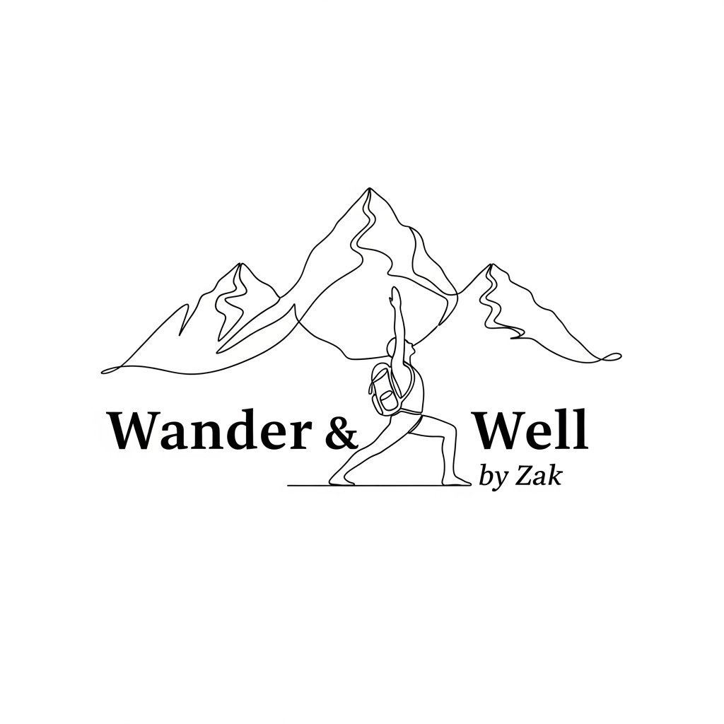Modern and elegant logo of Wander & Well by Zak, representing the spirit of travel and wellness. Perfect for the Payhip platform, this design embodies discovery, relaxation, and a healthy lifestyle.