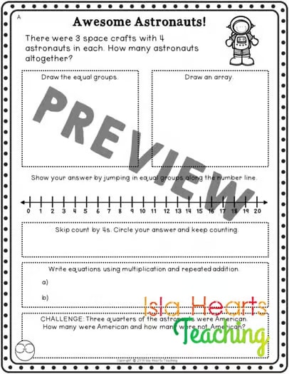 Multiplication Word Problems Worksheets (2nd & 3rd Grade Math Story Problems)