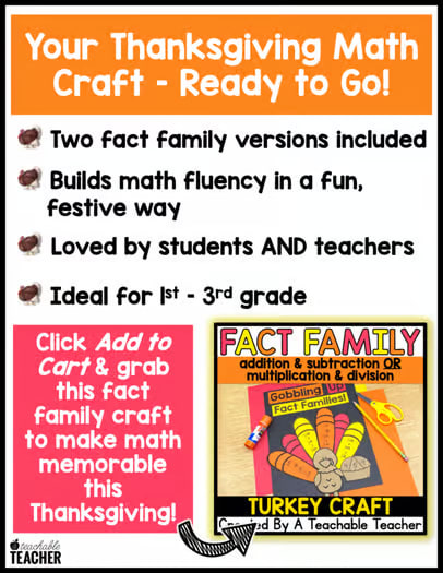 Thanksgiving Math Turkey Craft (Addition Subtraction OR Multiplication Division)