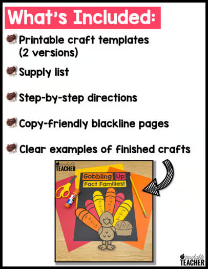 Thanksgiving Math Turkey Craft (Addition Subtraction OR Multiplication Division)